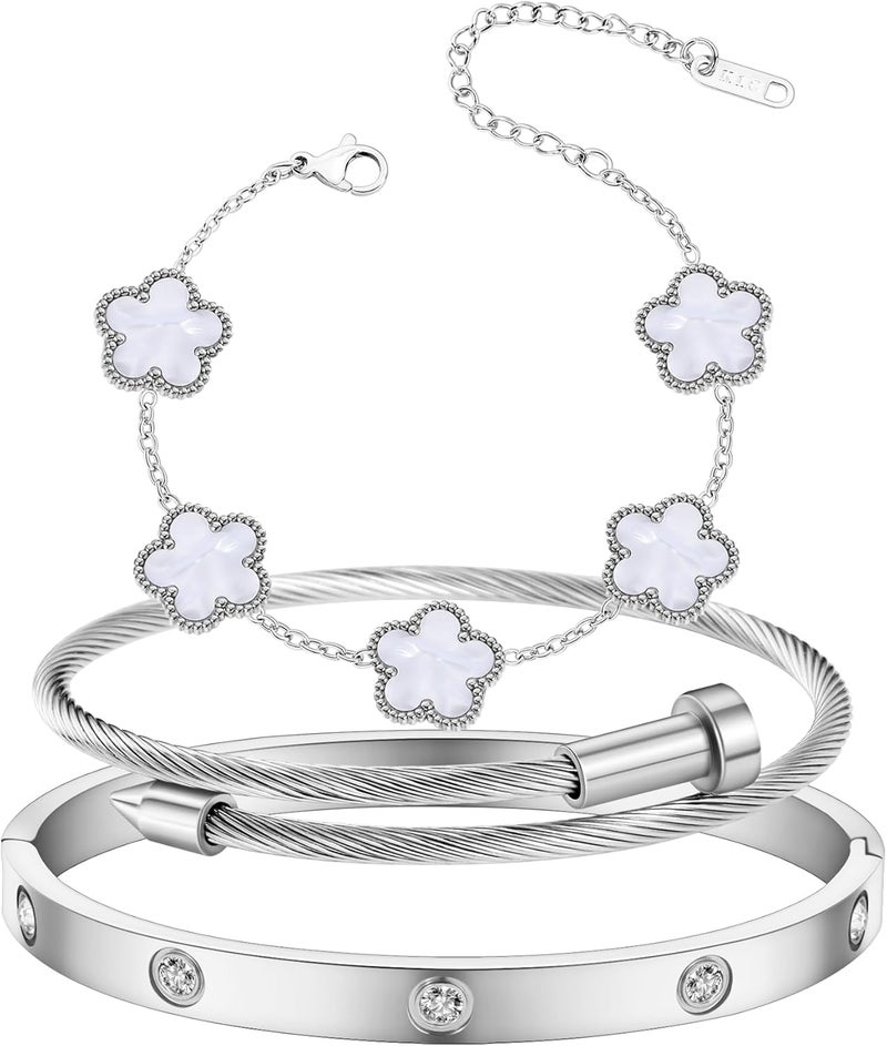 Jade cabbage Store Gold Bracelets for Women 18K Gold Plated Love Friendship Bracelet With Cubic Zirconia Cuff Bangle Jewelry Set Witness the Gift of Love - Image 1